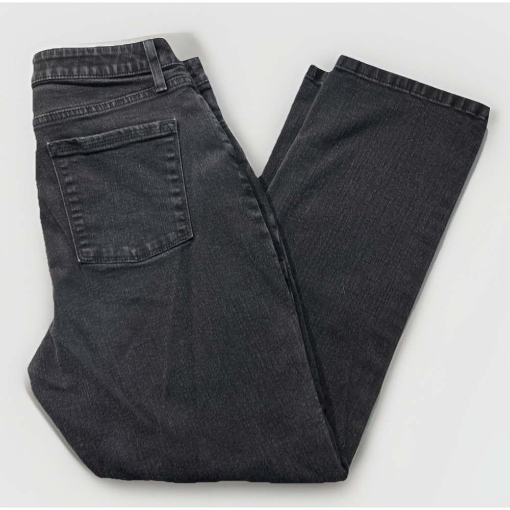 LL Bean Classic Fit Cotton Blend Black Jeans Womens 12 Pet. Straight Leg Stretch